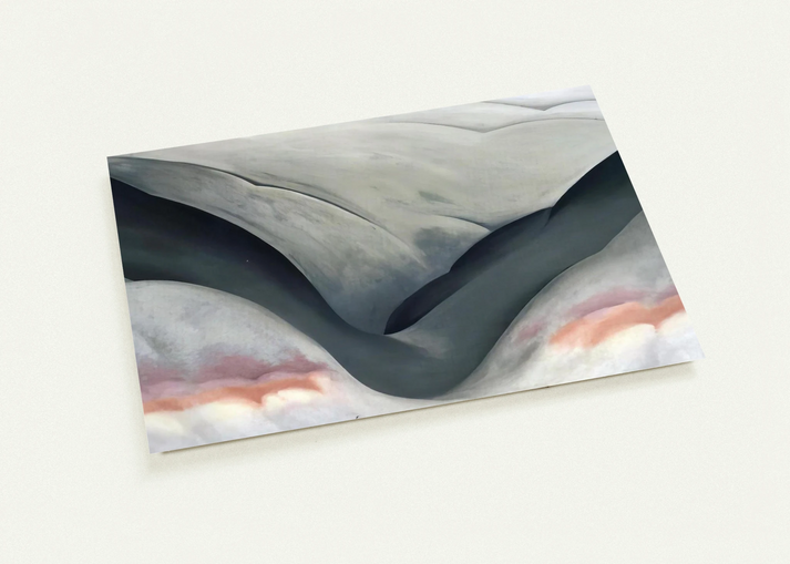 Black Place, Grey and Pink By Georgia O'Keeffe Pack of 10 Post Cards | Georgia O'Keeffe Post Cards | A6 (10.5 x 14.8 cm) - 4.1 x 5.8 inches