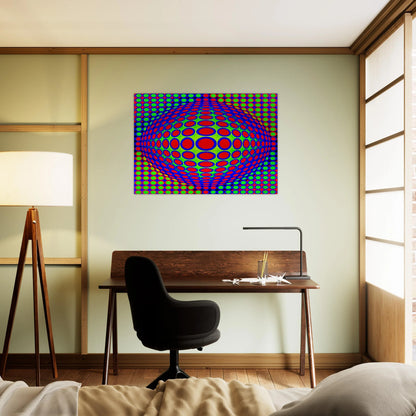 Vega 200 - 1968 - Victor Vasarely Brushed Aluminum Print - 70x100 cm / 28x40 inches | Victor Vasarely Aluminum Print | Victor Vasarely Prints