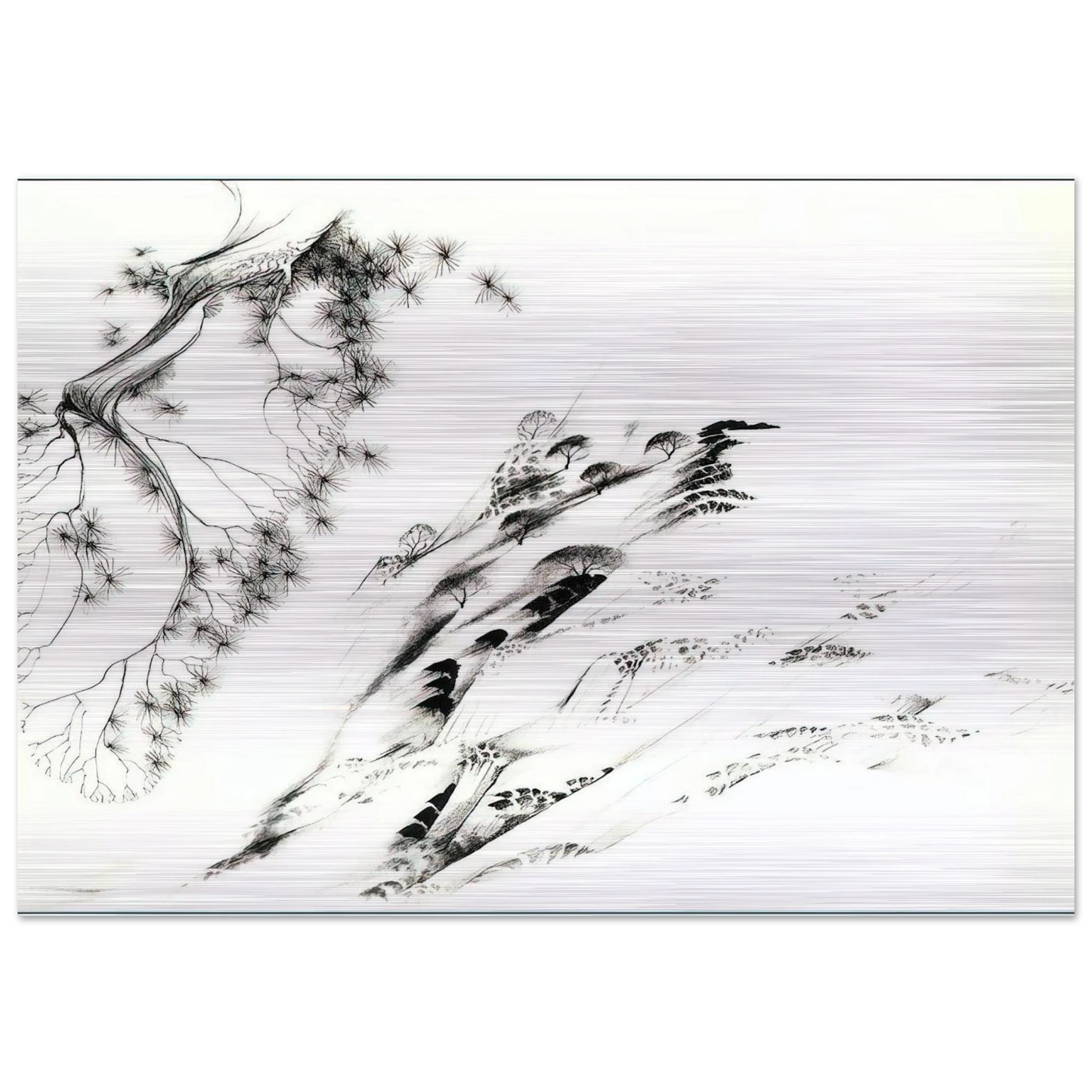 Hillside - Eyvind Earle Brushed Aluminum Print - 70x100 cm / 28x40 inches | Eyvind Earle Aluminum Print | Eyvind Earle Prints