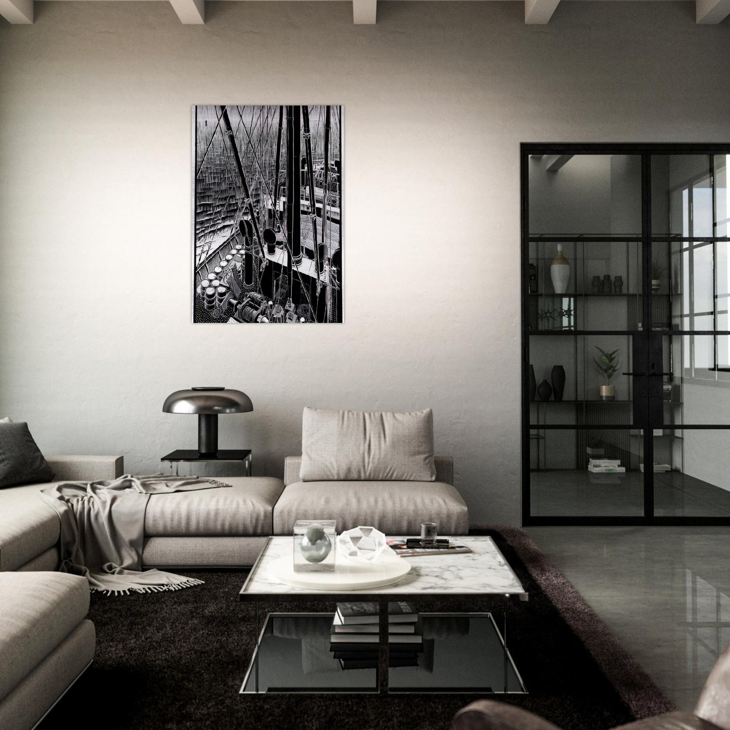 FREIGHTER SEPTEMBER 1936 1936 - MC Escher Brushed Aluminum Print - 70x100 cm / 28x40 inches | MC Escher Aluminum Print | MC Escher Prints | Maurits Cornelis Escher Prints