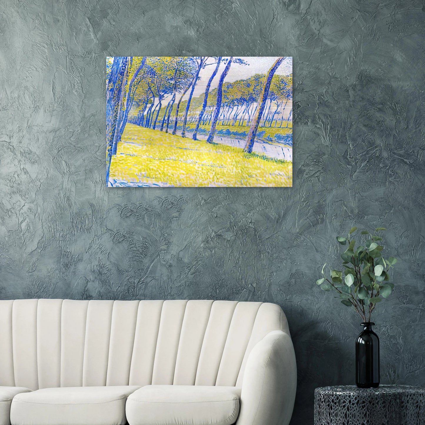 CANAL IN FLANDERS 1894 - Theo van Rysselberghe Brushed Aluminum Print - 70x100 cm / 28x40 inches | Theo van Rysselberghe Aluminum Print | Theo van Rysselberghe Prints