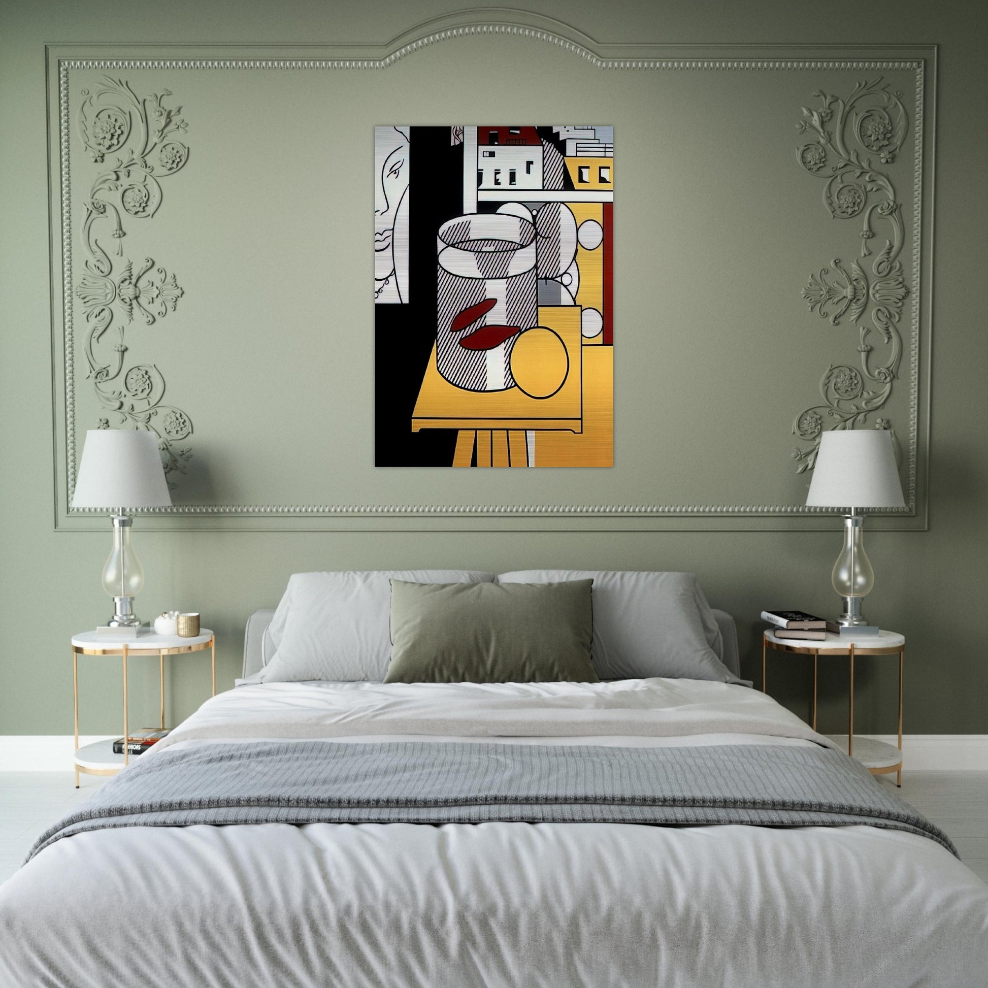 STILL LIFE WITH GOLDFISH 1974 - Roy Lichtenstein Brushed Aluminum Print - 70x100 cm / 28x40 inches | Roy Lichtenstein Aluminum Print | Roy Lichtenstein Prints