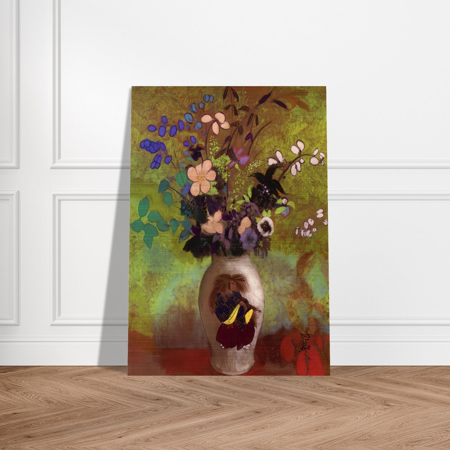 VASE WITH JAPANESE WARRIOR 1905 - Odilon Redon Brushed Aluminum Print - 70x100 cm / 28x40 inches | Odilon Redon Aluminum Print | Odilon Redon Prints