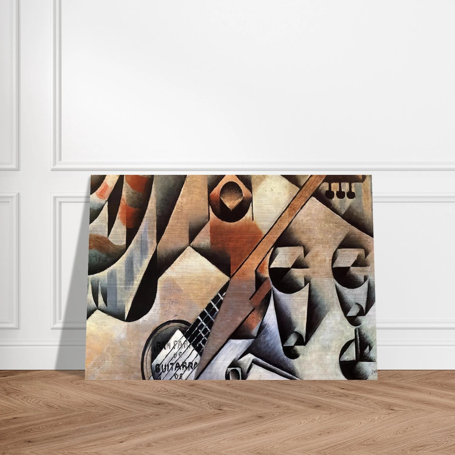 GUITAR AND GLASSES BANJO AND GLASSES 1912 - Juan Gris Brushed Aluminum Print - 70x100 cm / 28x40 inches | Juan Gris Aluminum Print | Juan Gris Prints