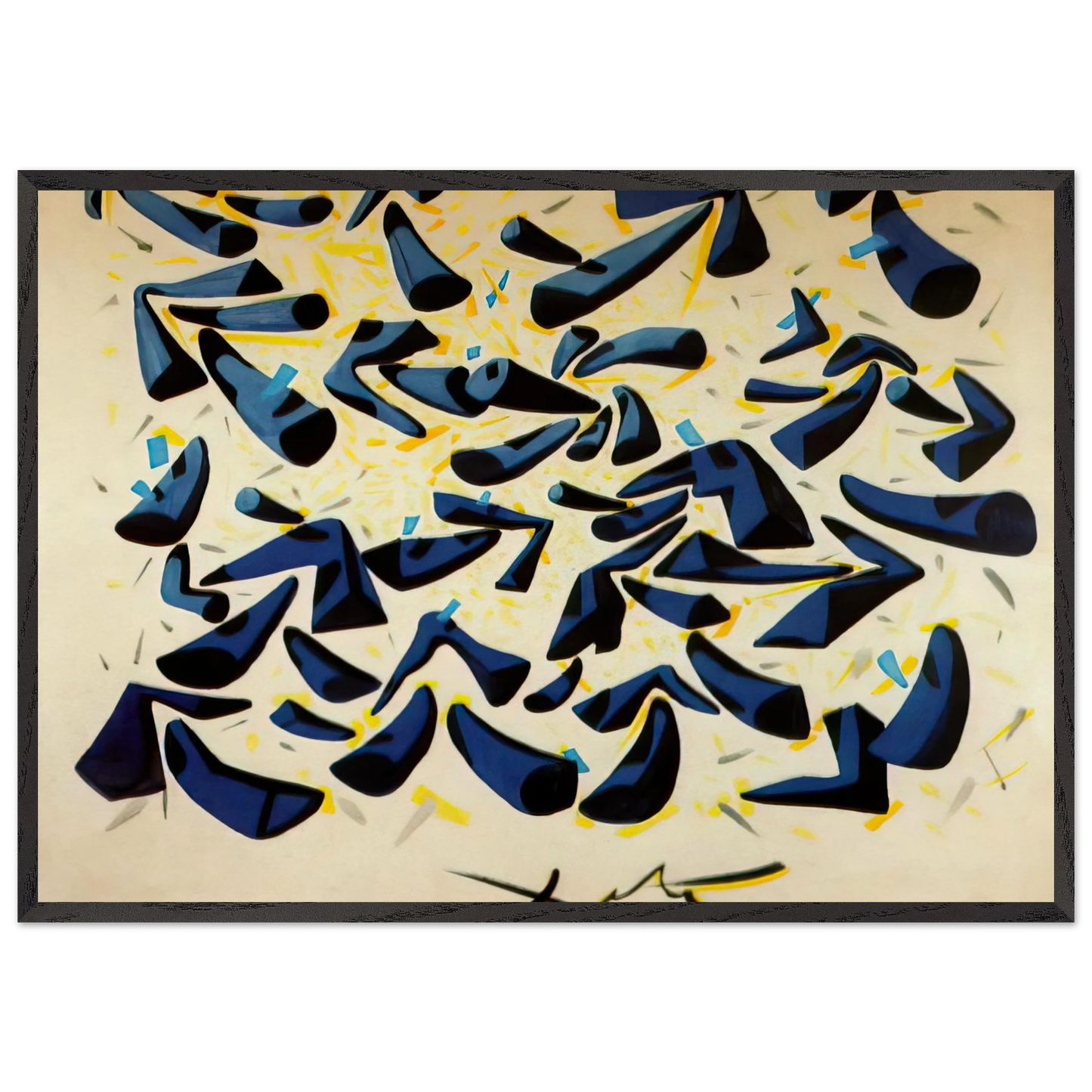 BLUE HORNS DESIGN FOR A SCARF - Salvador Dali 70x100 cm / 28x40 inches Framed Art Print – Black Wooden Frame
