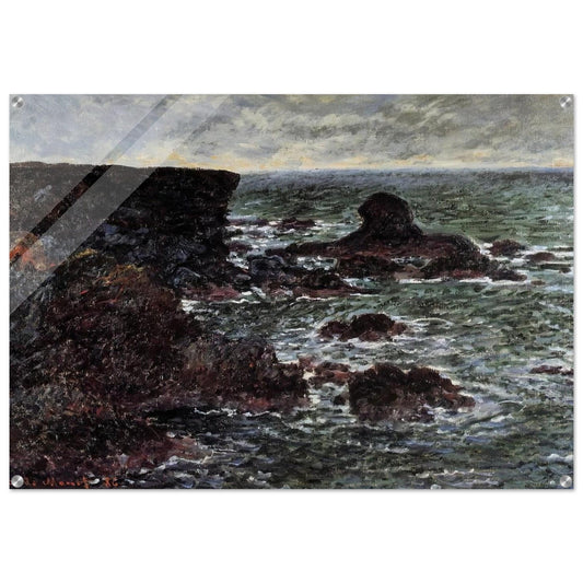 Rocky Coast and the Lion Rock, Belle-Ile - claude monet Acrylic Print - 70x100 cm / 28x40″ inches | claude monet Wall Art | claude monet Prints