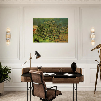 Landscape with Three Trees and a House - Vincent van Gogh Brushed Aluminum Print - 70x100 cm / 28x40 inches | Vincent van Gogh Aluminum Print | Vincent van Gogh Prints