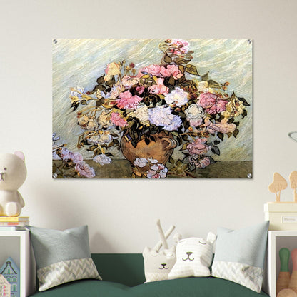 Still Life Vase with Roses - Vincent van Gogh Acrylic Print - 70x100 cm / 28x40″ inches | Vincent van Gogh Wall Art | Vincent van Gogh Prints