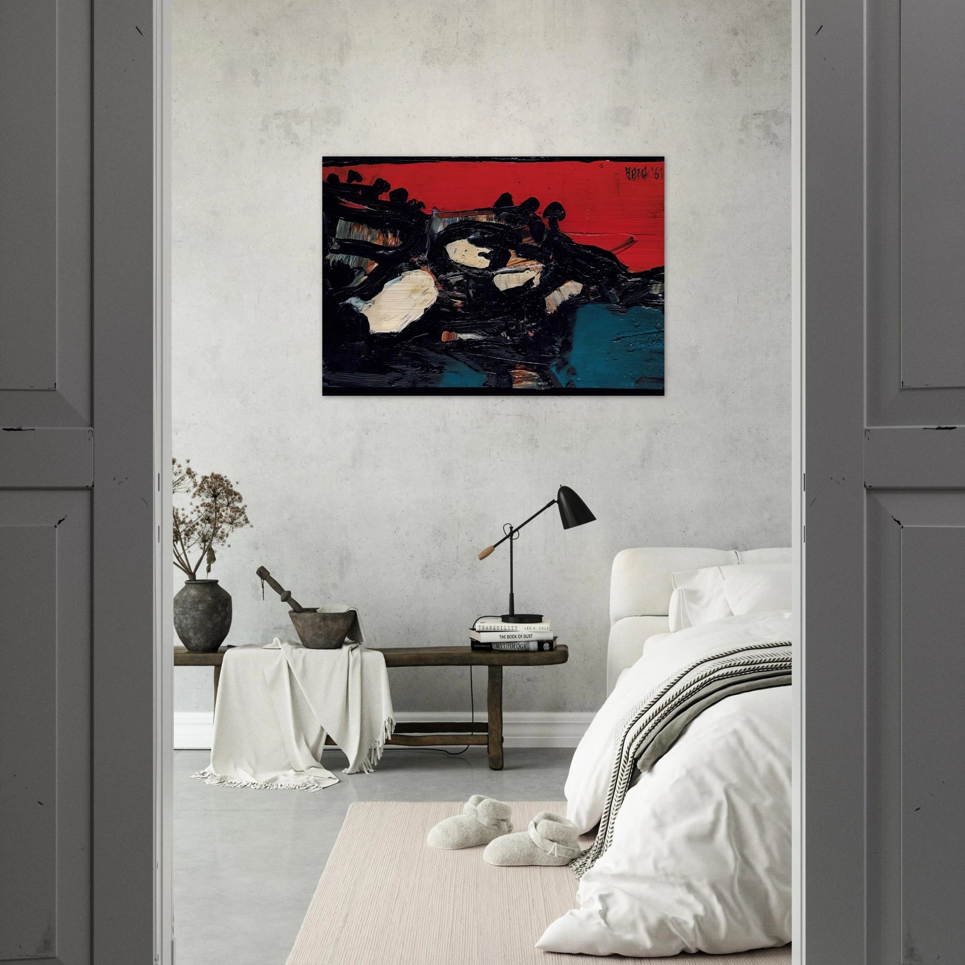 Ciel Rouge Sur Le Lac - 1961 - S. H. Raza Brushed Aluminum Print - 70x100 cm / 28x40 inches | S. H. Raza Aluminum Print | S. H. Raza Prints
