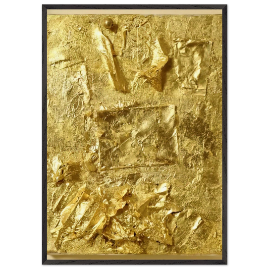UNTITLED GOLD PAINTING 1964 - Robert Rauschenberg 70x100 cm / 28x40 inches Framed Art Print – Black Wooden Frame