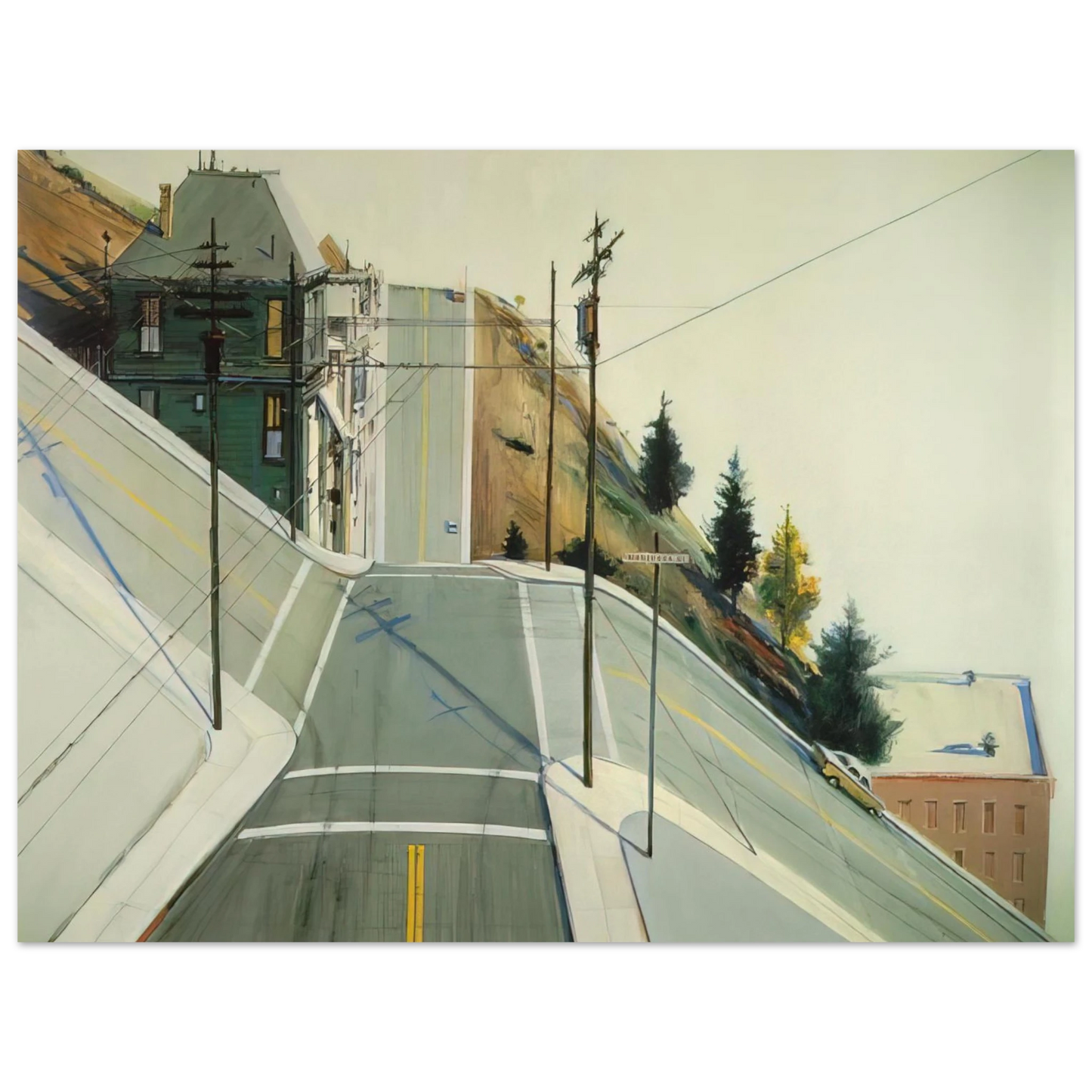 Wayne Thiebaud - 24th Street Intersection - 1977 Wall Art - 21x29.7 cm / 8x12" - Fine Art Poster - -