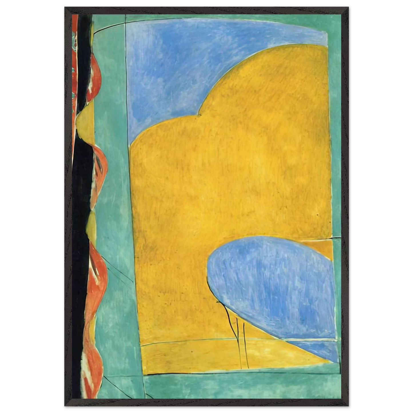 THE YELLOW CURTAIN - Henri Matisse 70x100 cm / 28x40 inches Framed Art Print – Black Wooden Frame