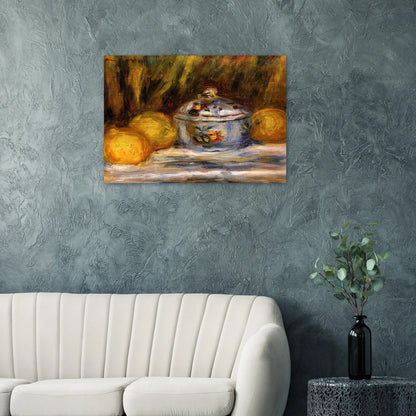 Sugar Bowl and Lemons - Pierre-Auguste Renoir Brushed Aluminum Print - 70x100 cm / 28x40 inches | Pierre-Auguste Renoir Aluminum Print | Pierre-Auguste Renoir Prints
