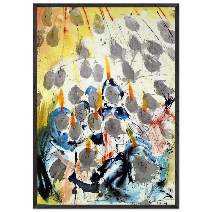 APPARUERUNT ILLIS DISPERTITAE LINGUAE ACTS 1 14 1967 - Salvador Dali 70x100 cm / 28x40 inches Framed Art Print – Black Wooden Frame