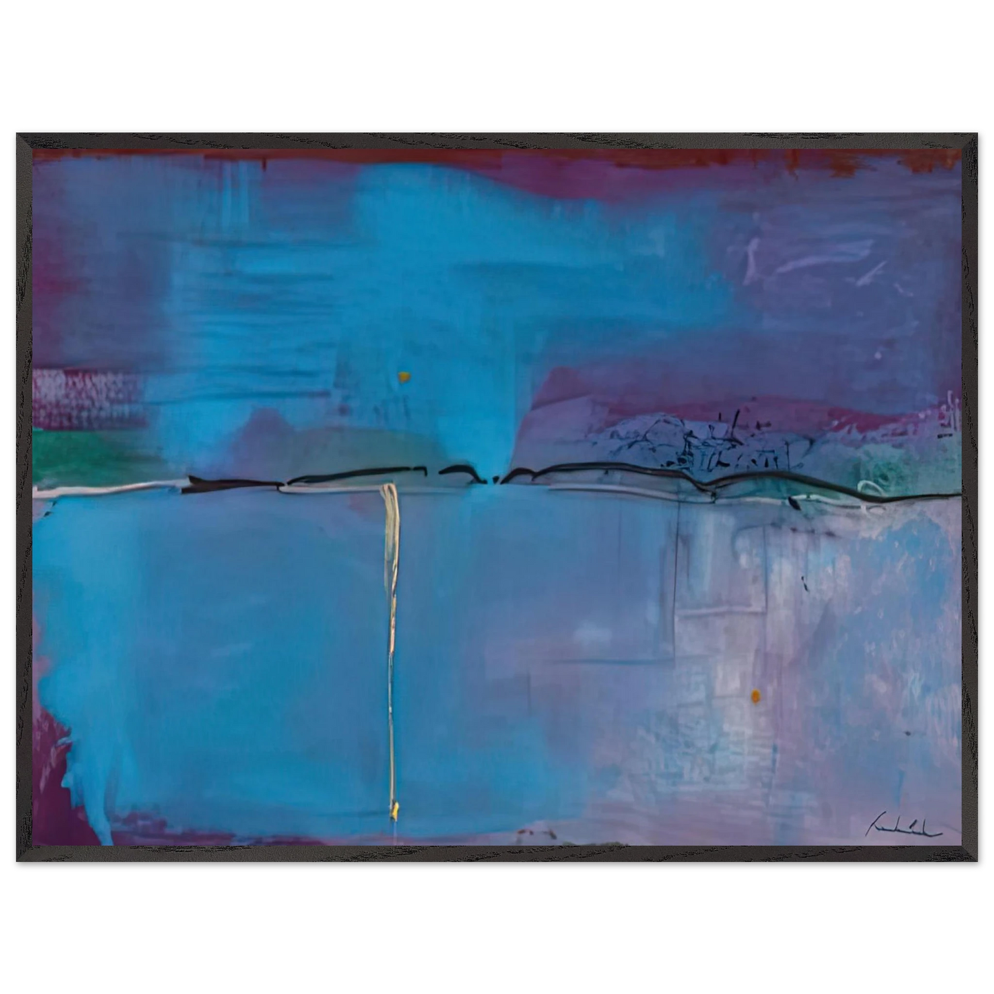 Helen Frankenthaler - Zone Blue, 1994- Wall Art - 21x29.7 cm / 8x12" - Premium Wooden Framed Poster With Fine Art Paper-canvas - Wood frame