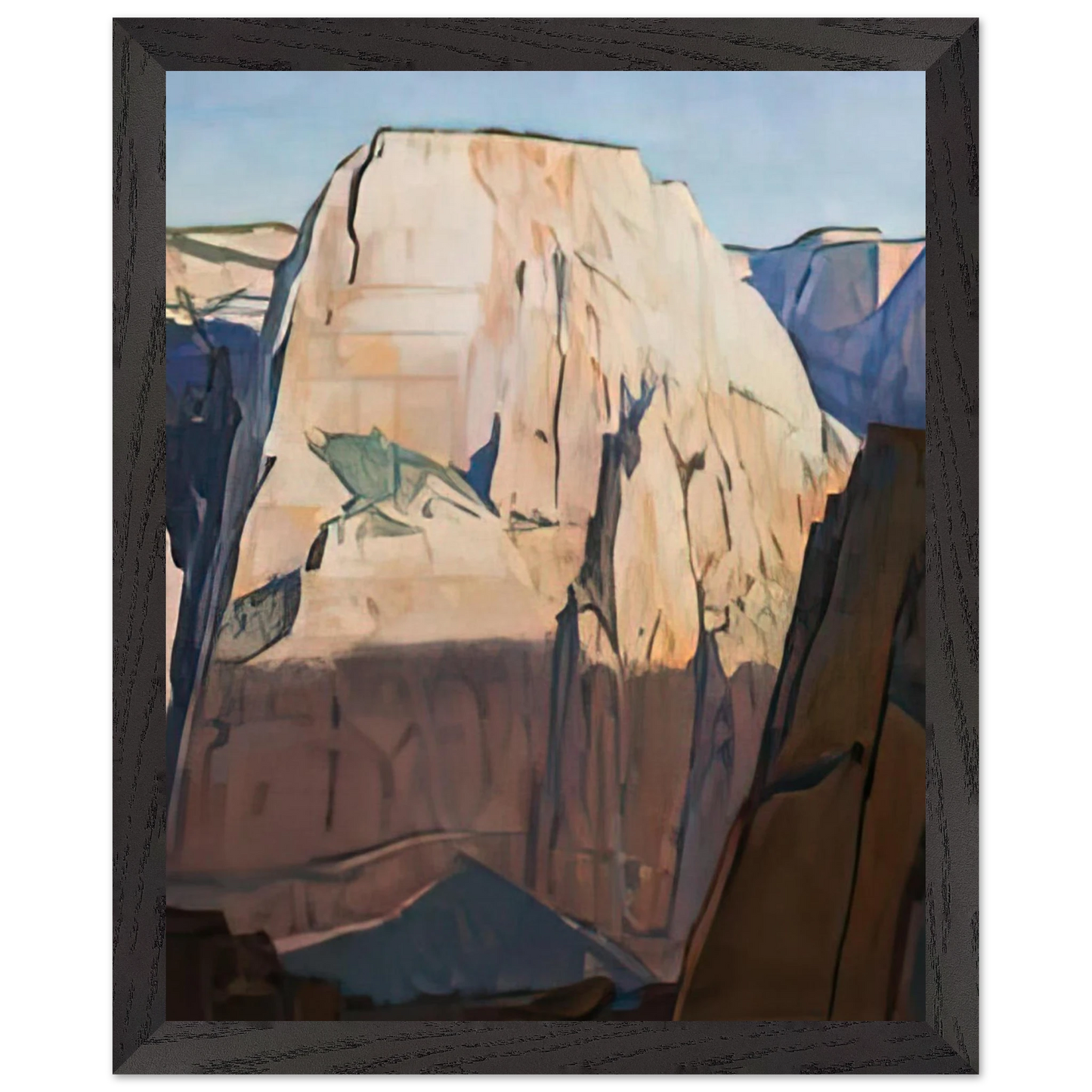 Maynard Dixon - GREAT WHITE THRONE ZION CANYON UTAH 1933 Wall art - 15x20 cm / 6x8 inches - Premium Wooden Framed Poster With Fine Art Paper-canvas - White frame