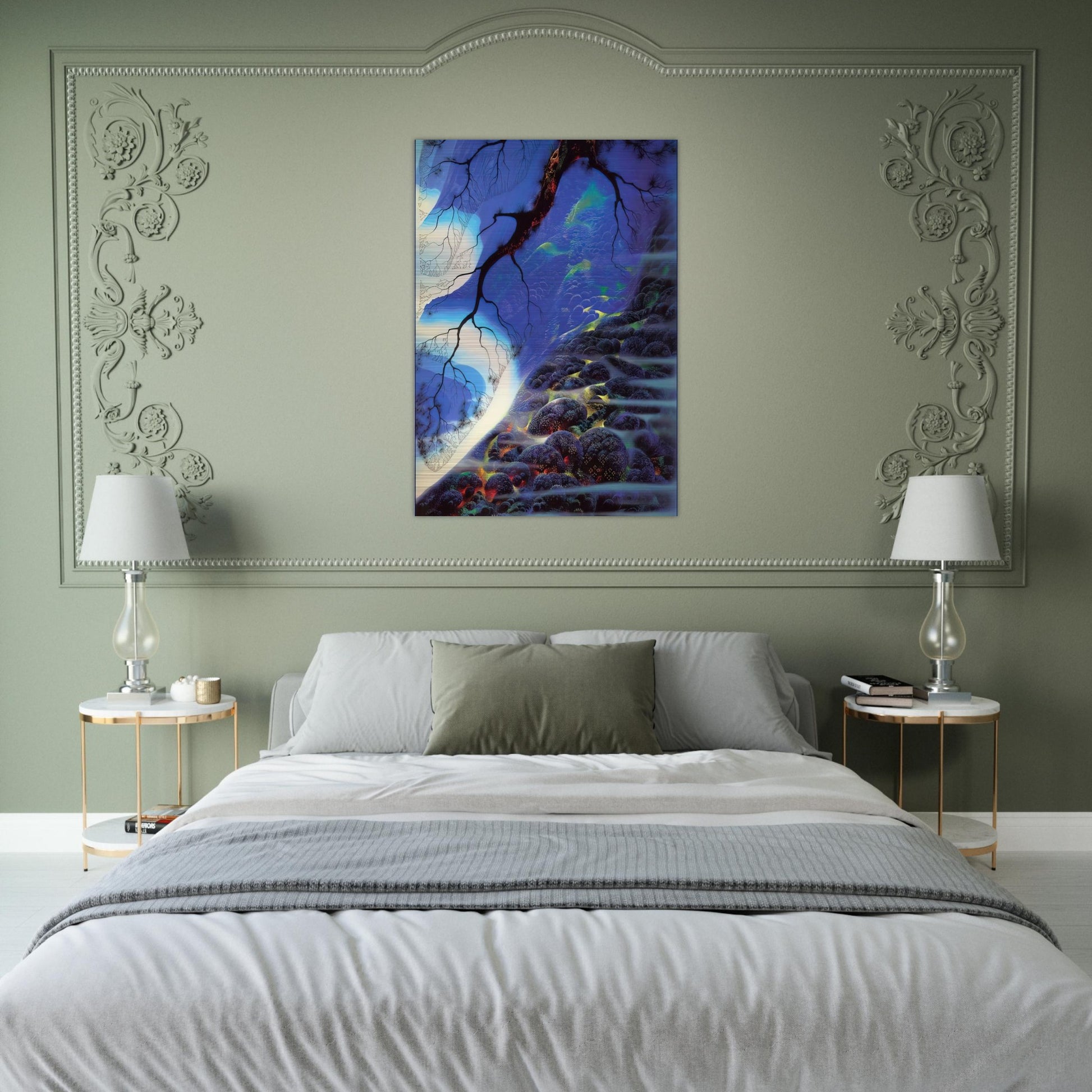 Mystical Big Sur - Eyvind Earle Brushed Aluminum Print - 70x100 cm / 28x40 inches | Eyvind Earle Aluminum Print | Eyvind Earle Prints