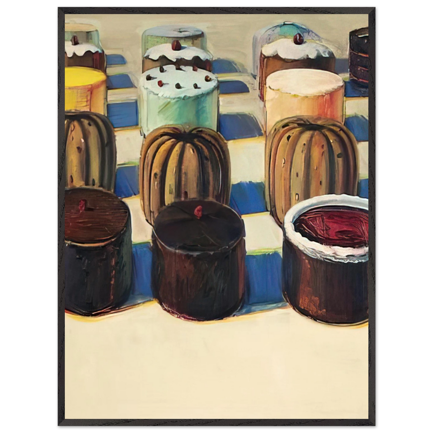 Wayne Thiebaud - Various Cakes - 1981 Wall Art - 60x80 cm / 24x32 inches - Fine Art Poster - -