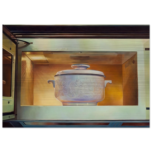 Romancing the Casserole - 1985 - Mary Pratt Brushed Aluminum Print - 70x100 cm / 28x40 inches | Mary Pratt Aluminum Print | Mary Pratt Prints