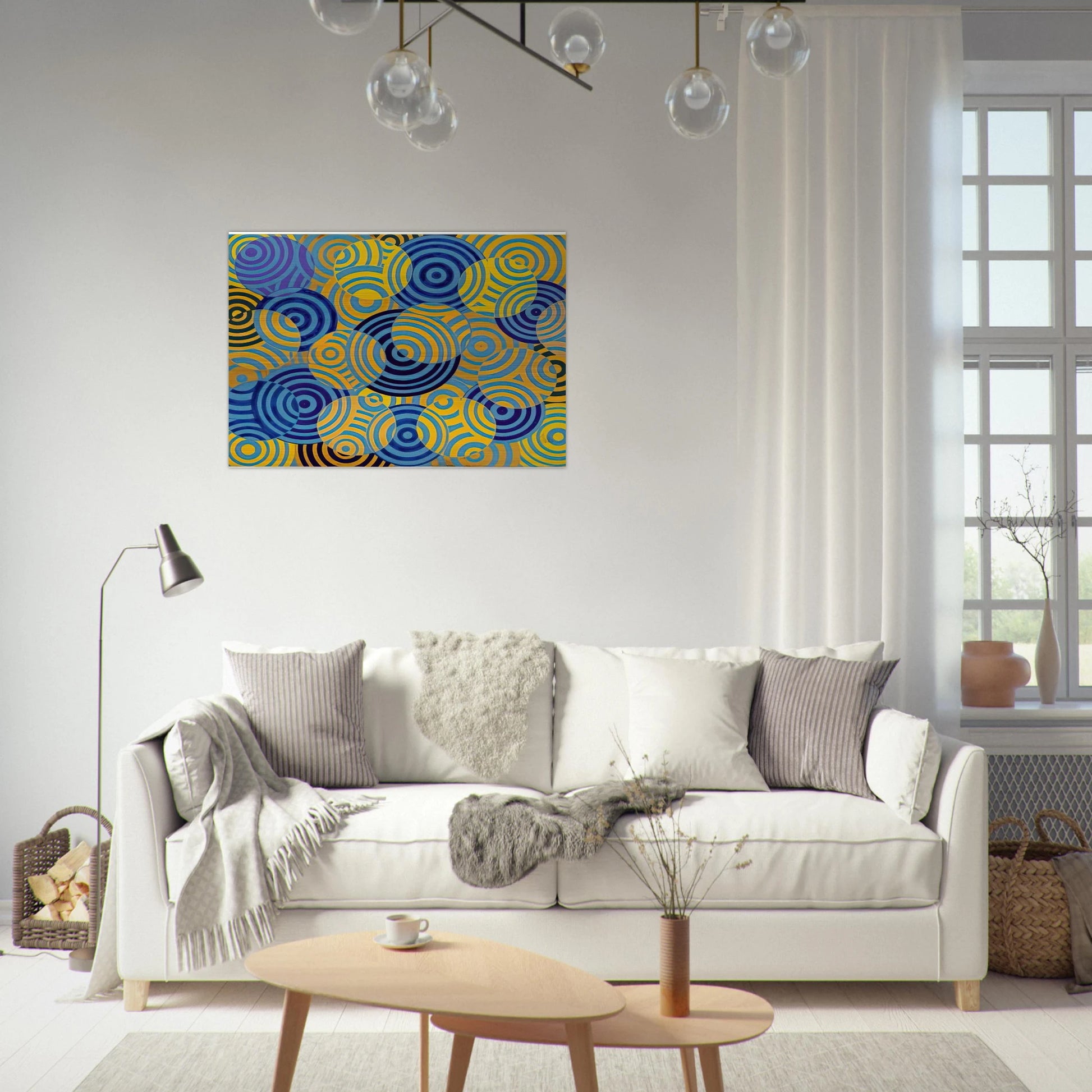 Interférences en bleu et jaune No. 642 - 1963 - Antonio Asis Brushed Aluminum Print - 70x100 cm / 28x40 inches | Antonio Asis Aluminum Print | Antonio Asis Prints