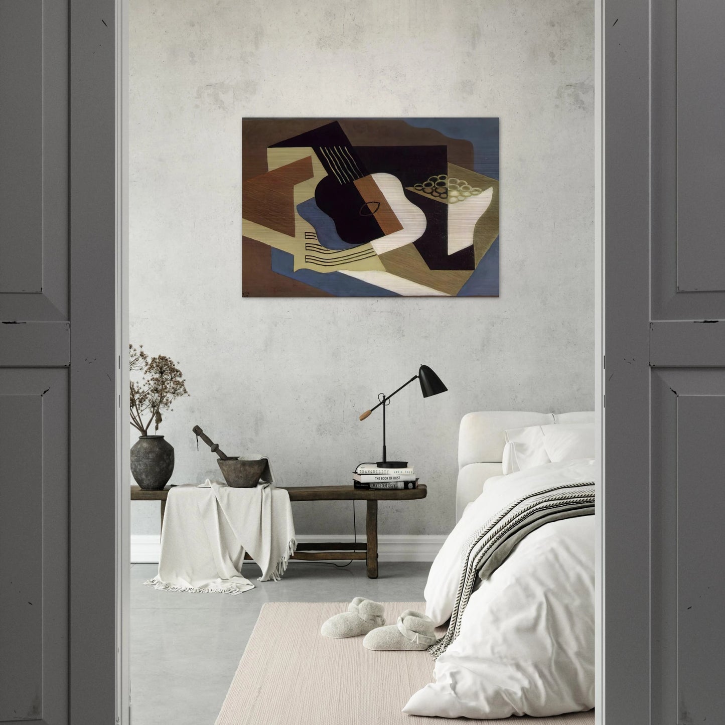 GUITAR AND FRUIT DISH 1919 - Juan Gris Brushed Aluminum Print - 70x100 cm / 28x40 inches | Juan Gris Aluminum Print | Juan Gris Prints