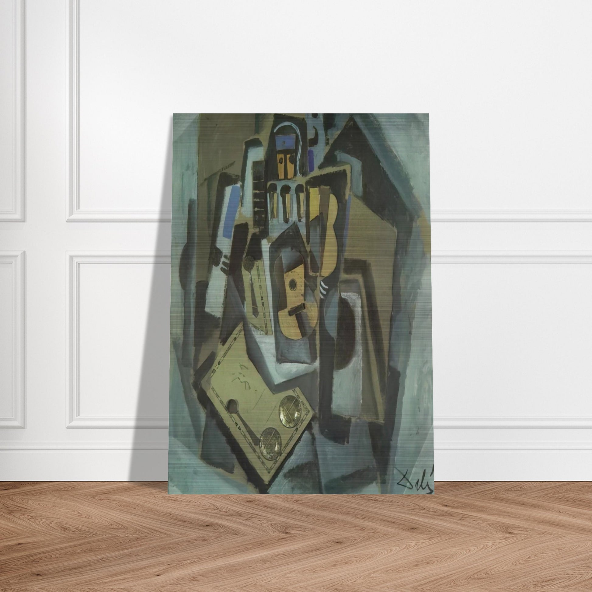 PIERROT AND GUITAR - Salvador Dali Brushed Aluminum Print - 70x100 cm / 28x40 inches | Salvador Dali Aluminum Print | Salvador Dali Prints