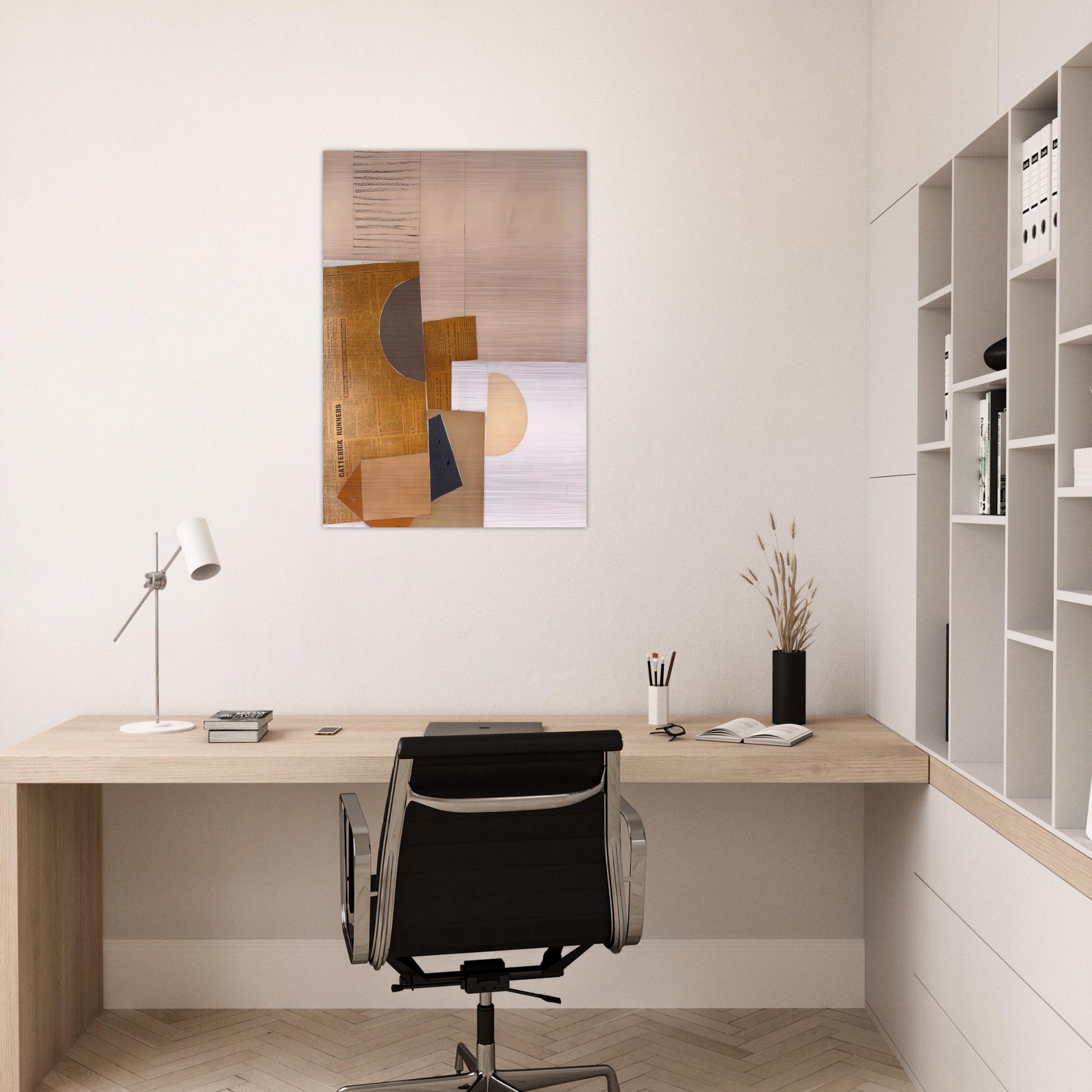ABSTRACT IN WHITE GREY AND OCHRE 1949 - Victor Pasmore Brushed Aluminum Print - 70x100 cm / 28x40 inches | Victor Pasmore Aluminum Print | Victor Pasmore Prints