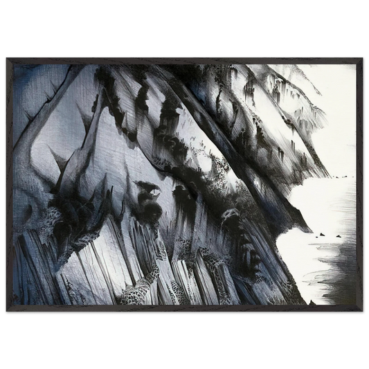 Cliffs of Darkness - Eyvind Earle 70x100 cm / 28x40 inches Framed Art Print – Black Wooden Frame