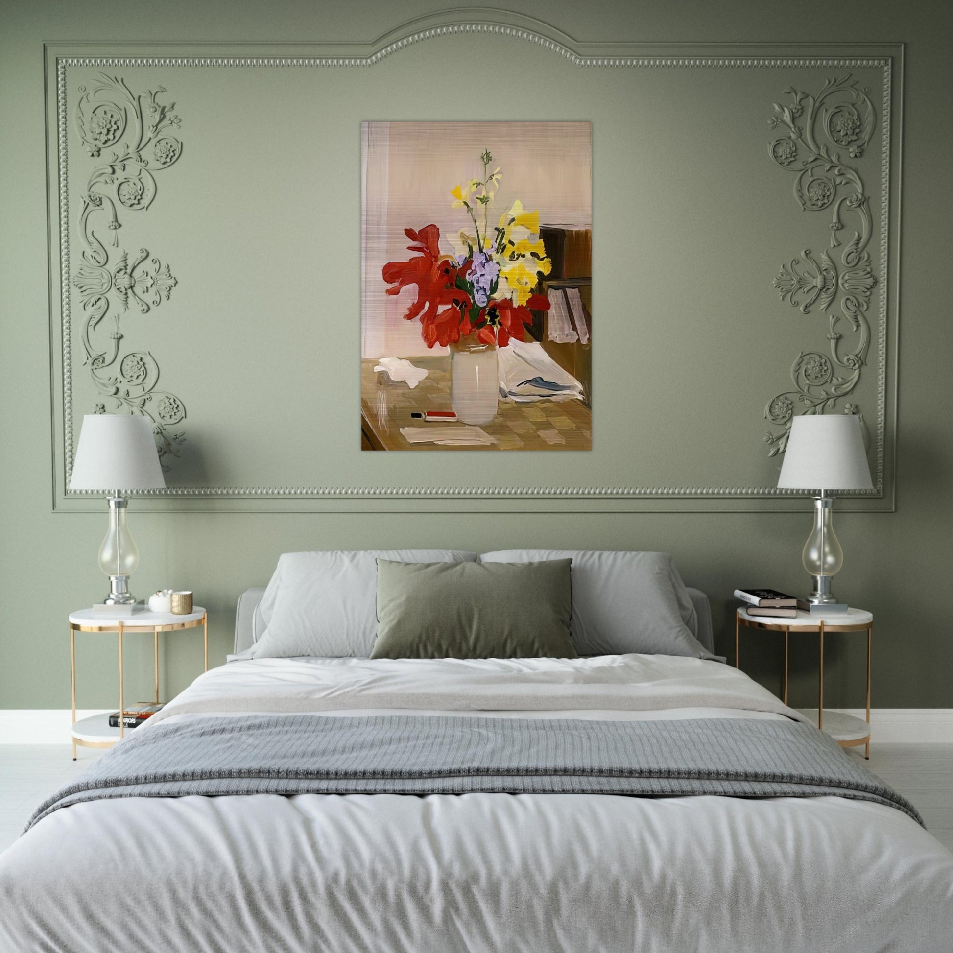 ANEMONE AND DAFFODIL 1965 - Fairfield Porter Brushed Aluminum Print - 70x100 cm / 28x40 inches | Fairfield Porter Aluminum Print | Fairfield Porter Prints