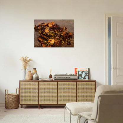 Tambourine with Pansies - Vincent van Gogh Brushed Aluminum Print - 70x100 cm / 28x40 inches | Vincent van Gogh Aluminum Print | Vincent van Gogh Prints