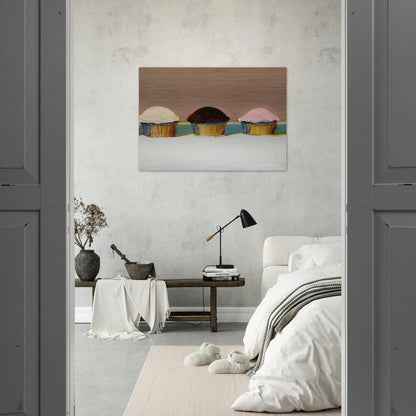 Neapolitan Cupcakes - 2008 - Wayne Thiebaud Brushed Aluminum Print - 70x100 cm / 28x40 inches | Wayne Thiebaud Aluminum Print | Wayne Thiebaud Prints