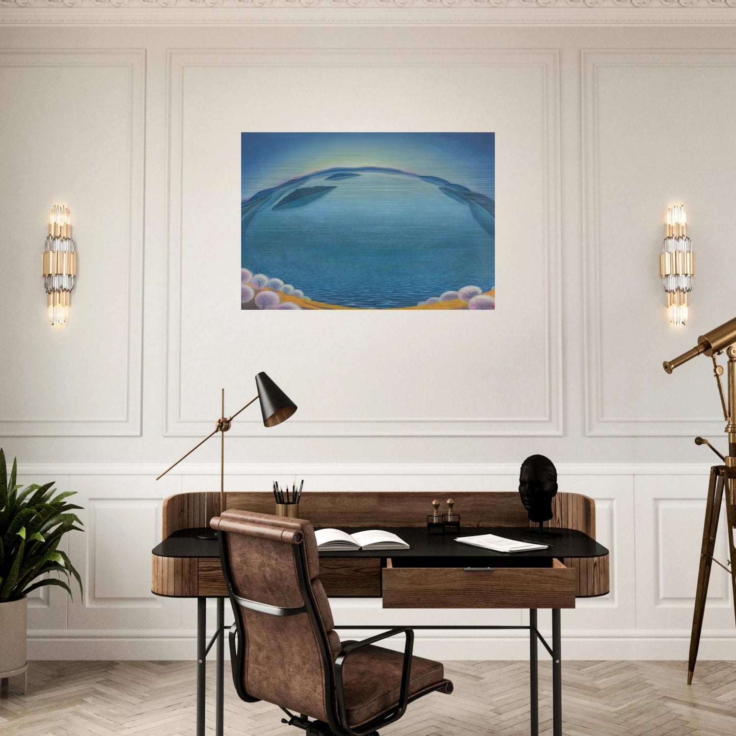 Lago-alba - 1942 - Gerardo Dottori Brushed Aluminum Print - 70x100 cm / 28x40 inches | Gerardo Dottori Aluminum Print | Gerardo Dottori Prints