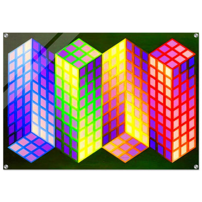 Torony-Nagy - 1969 - Victor Vasarely Acrylic Print - 70x100 cm / 28x40″ inches