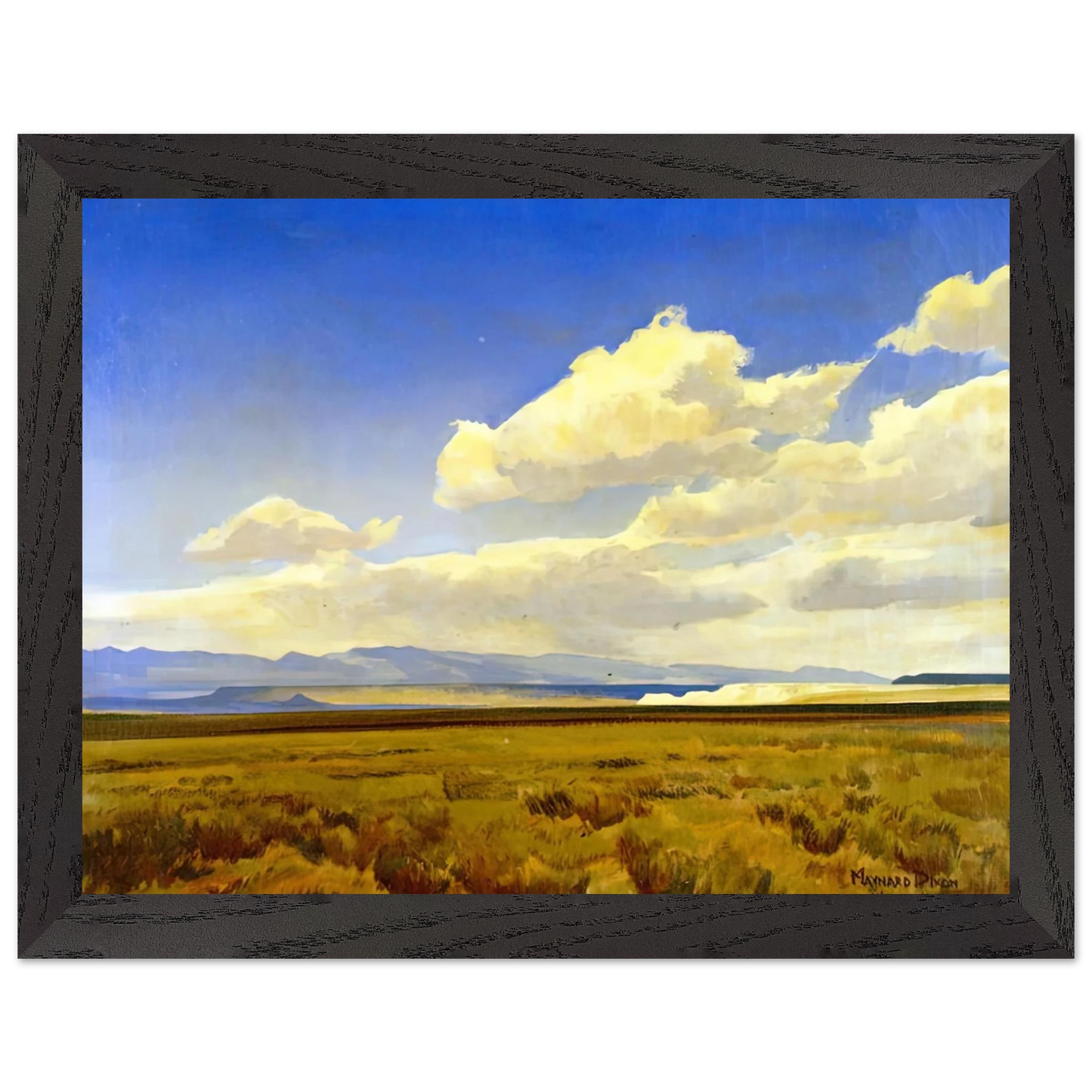Maynard Dixon - WIND OF WYOMING 1936 Wall art - 13x18 cm / 5x7 inches - Premium Wooden Framed Poster With Fine Art Paper-canvas - Black frame