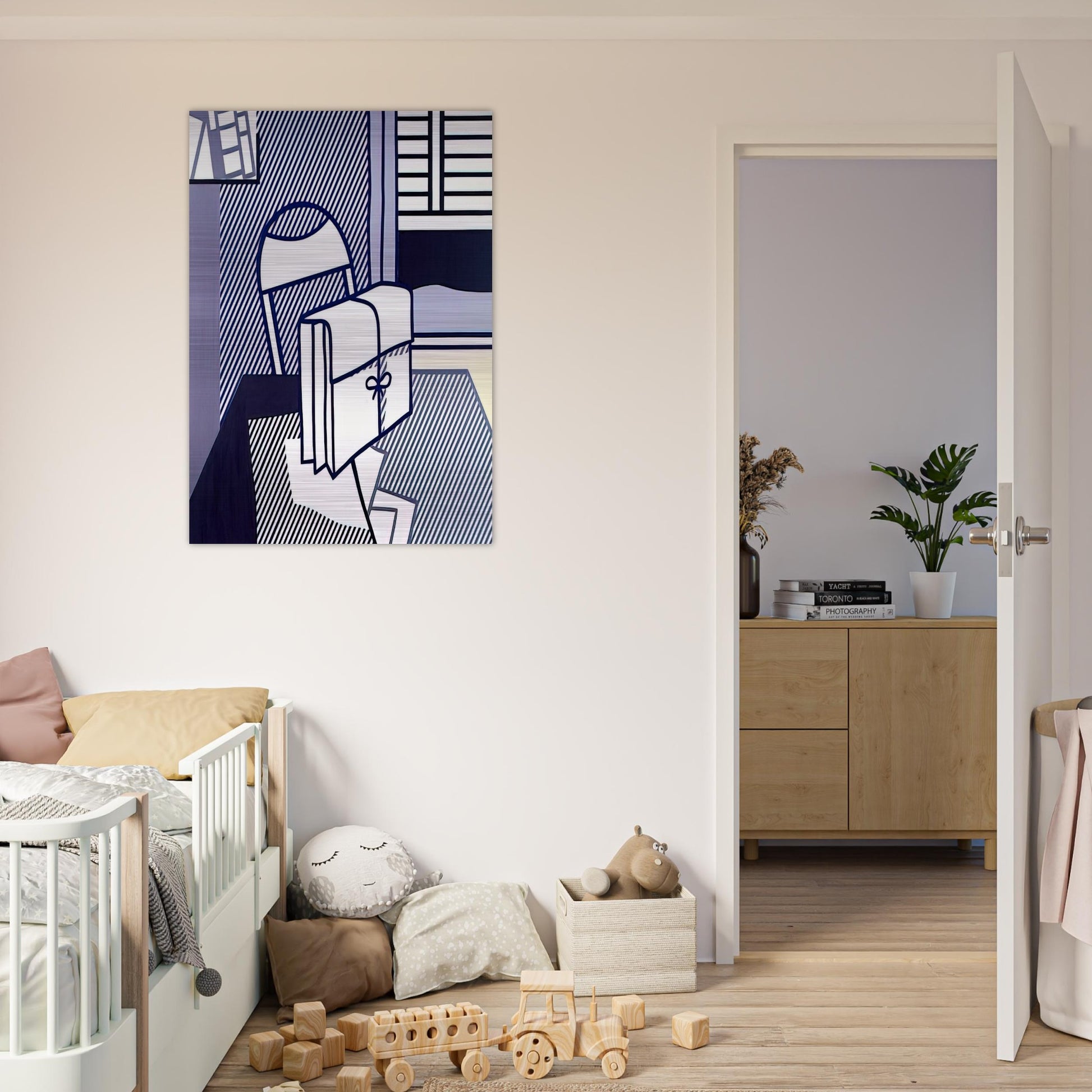STILL LIFE WITH DOSSIER 1976 - Roy Lichtenstein Brushed Aluminum Print - 70x100 cm / 28x40 inches | Roy Lichtenstein Aluminum Print | Roy Lichtenstein Prints