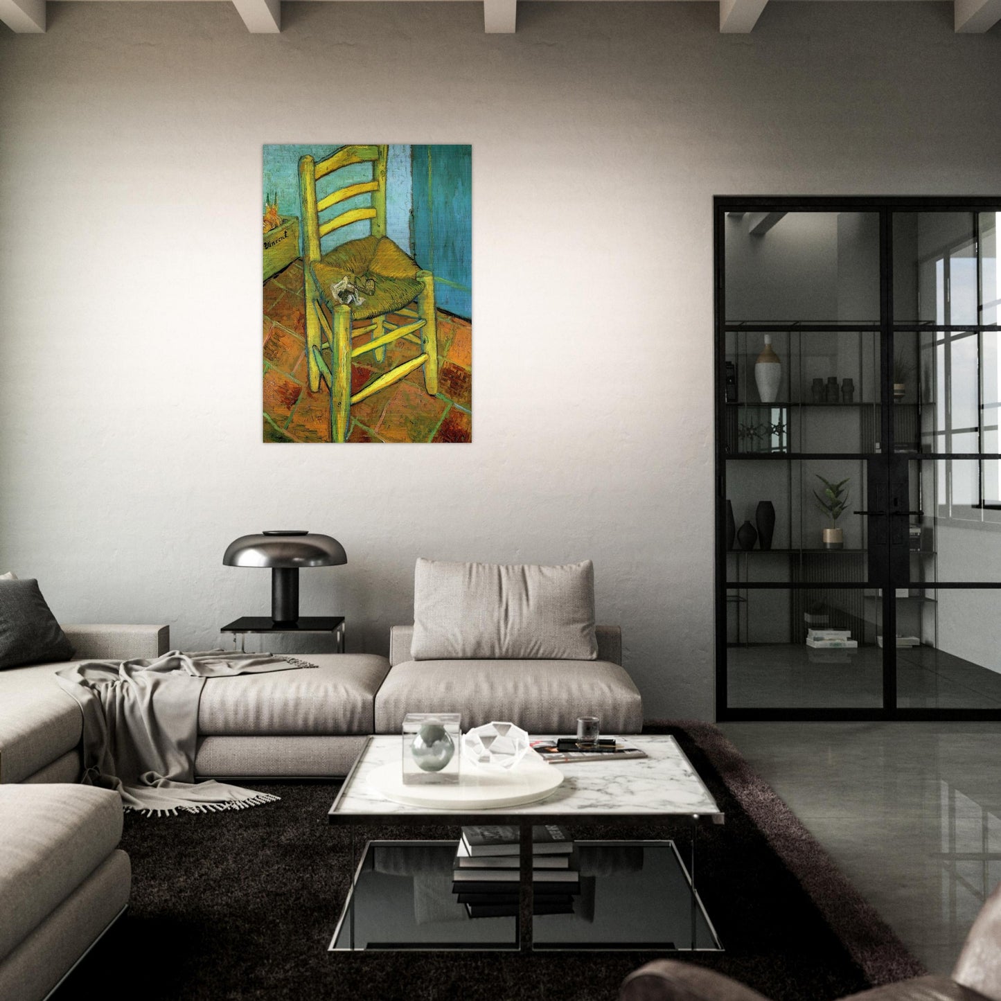 Van Gogh's Chair - Vincent van Gogh Brushed Aluminum Print - 70x100 cm / 28x40 inches | Vincent van Gogh Aluminum Print | Vincent van Gogh Prints