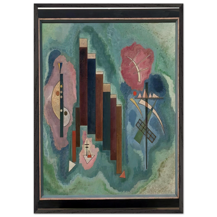 DOWNWARDS 1929 - Wassily Kandinsky 70x100 cm / 28x40 inches Framed Art Print – Black Wooden Frame