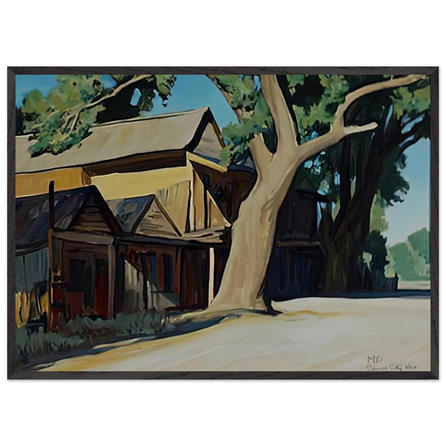 Maynard Dixon - OLD CHINATOWN CARSON CITY NEVADA 1937 Wall art - 13x18 cm / 5x7 inches - Premium Wooden Framed Poster With Fine Art Paper-canvas - Wood frame