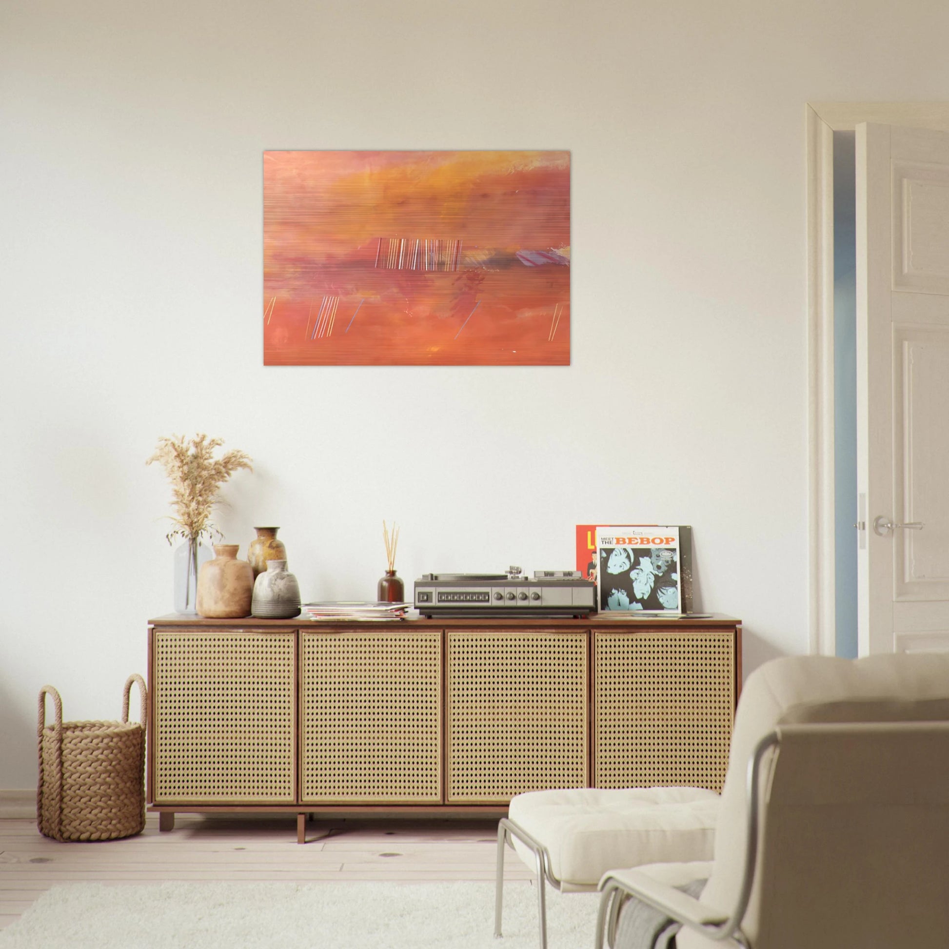 Orange Line Painting - 1969 - Ronnie Landfield Brushed Aluminum Print - 70x100 cm / 28x40 inches | Ronnie Landfield Aluminum Print | Ronnie Landfield Prints