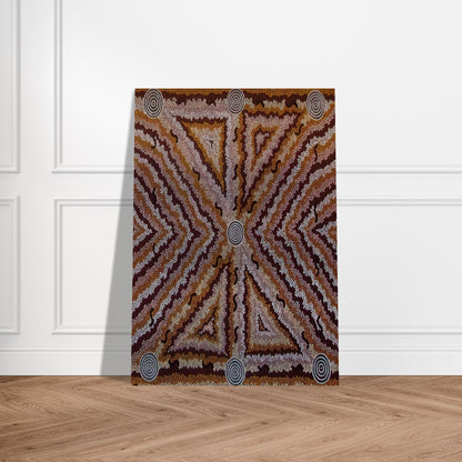 Witchetty Grub Dreaming - 1983 - Clifford Possum Tjapaltjarri Brushed Aluminum Print - 70x100 cm / 28x40 inches | Clifford Possum Tjapaltjarri Aluminum Print | Clifford Possum Tjapaltjarri Prints