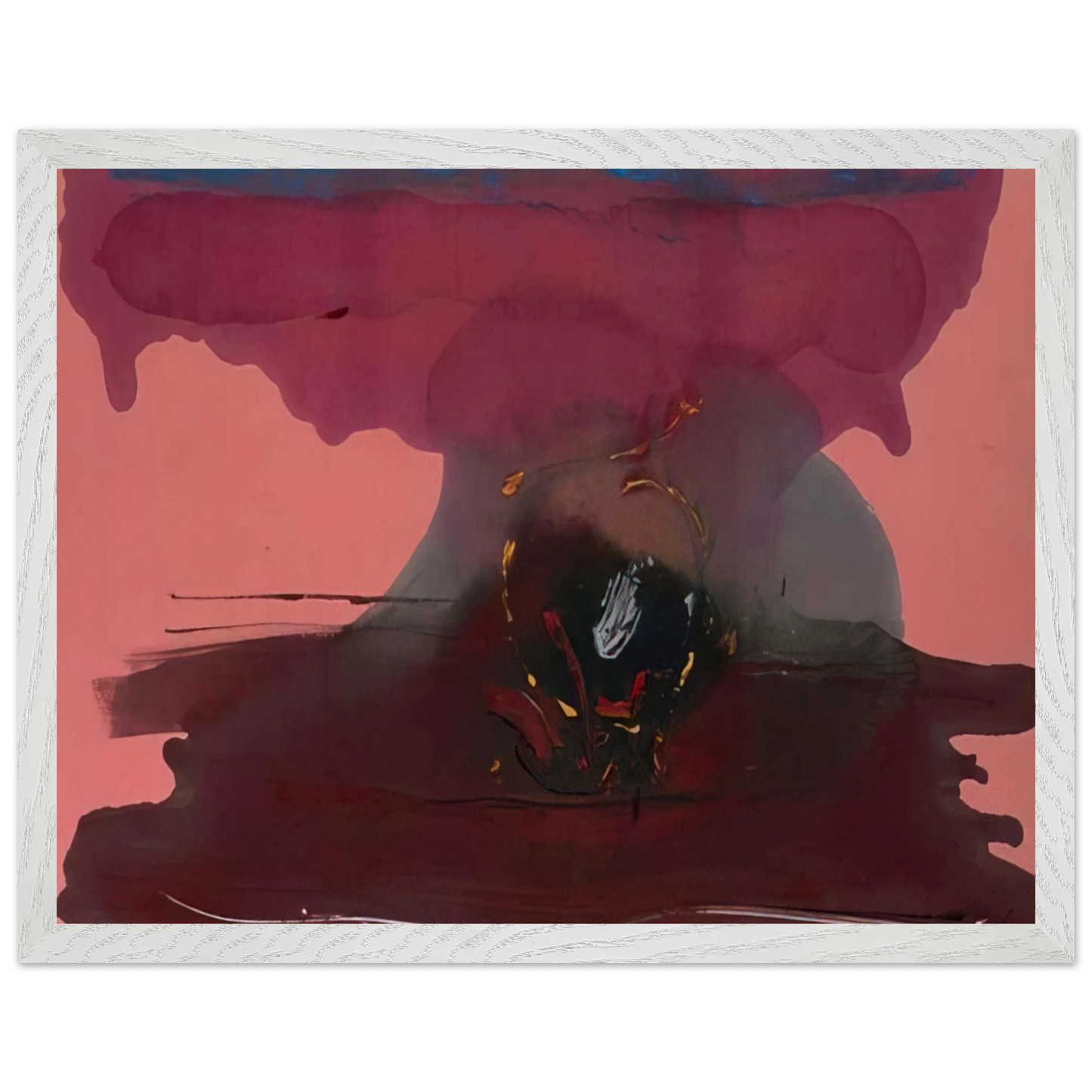 Helen Frankenthaler - Harbinger - 1986 Wall art - 70x70 cm / 28x28 inches - Premium Wooden Framed Poster With Fine Art Paper-canvas - Black frame