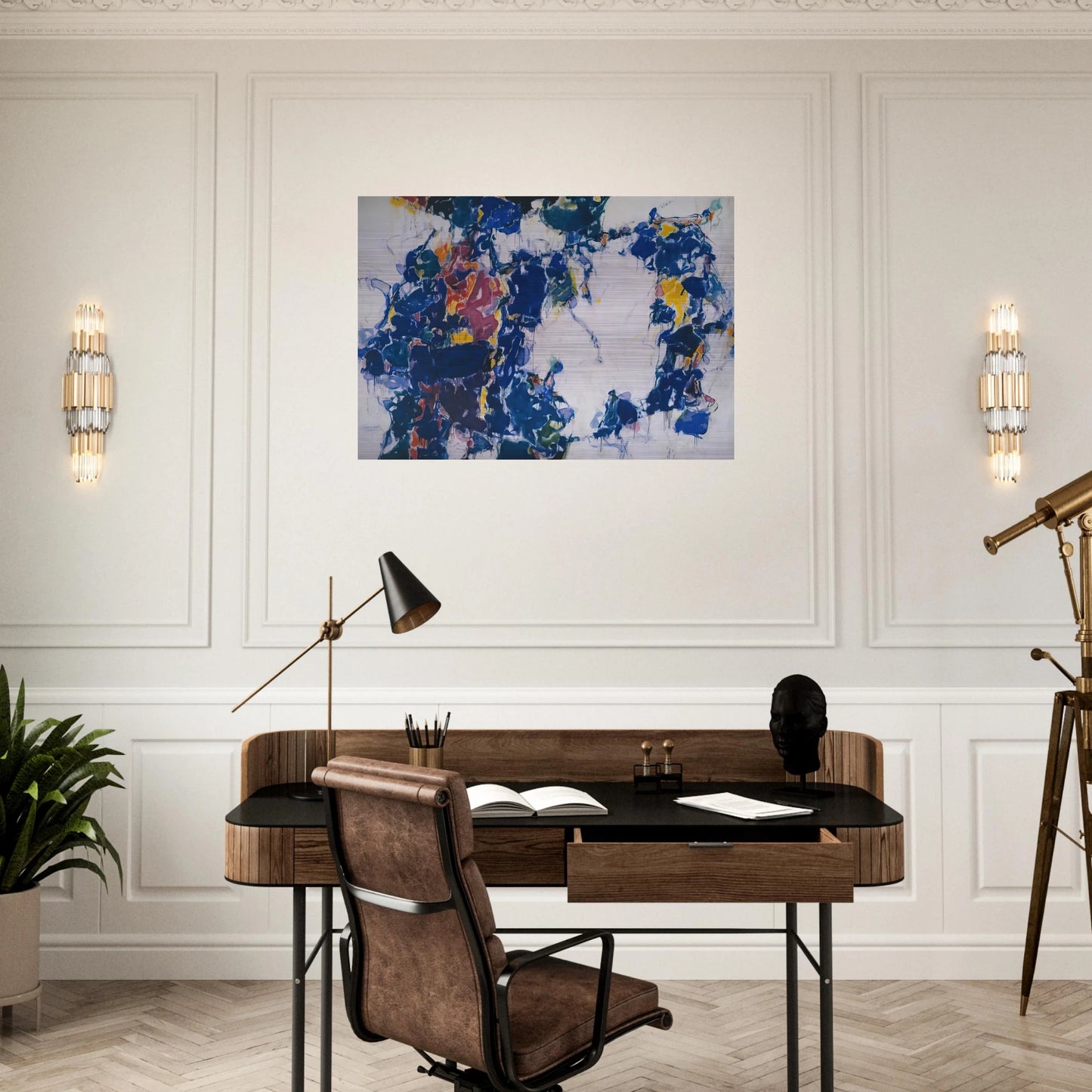 Around the Blues - Sam Francis Brushed Aluminum Print - 70x100 cm / 28x40 inches | Sam Francis Aluminum Print | Sam Francis Prints