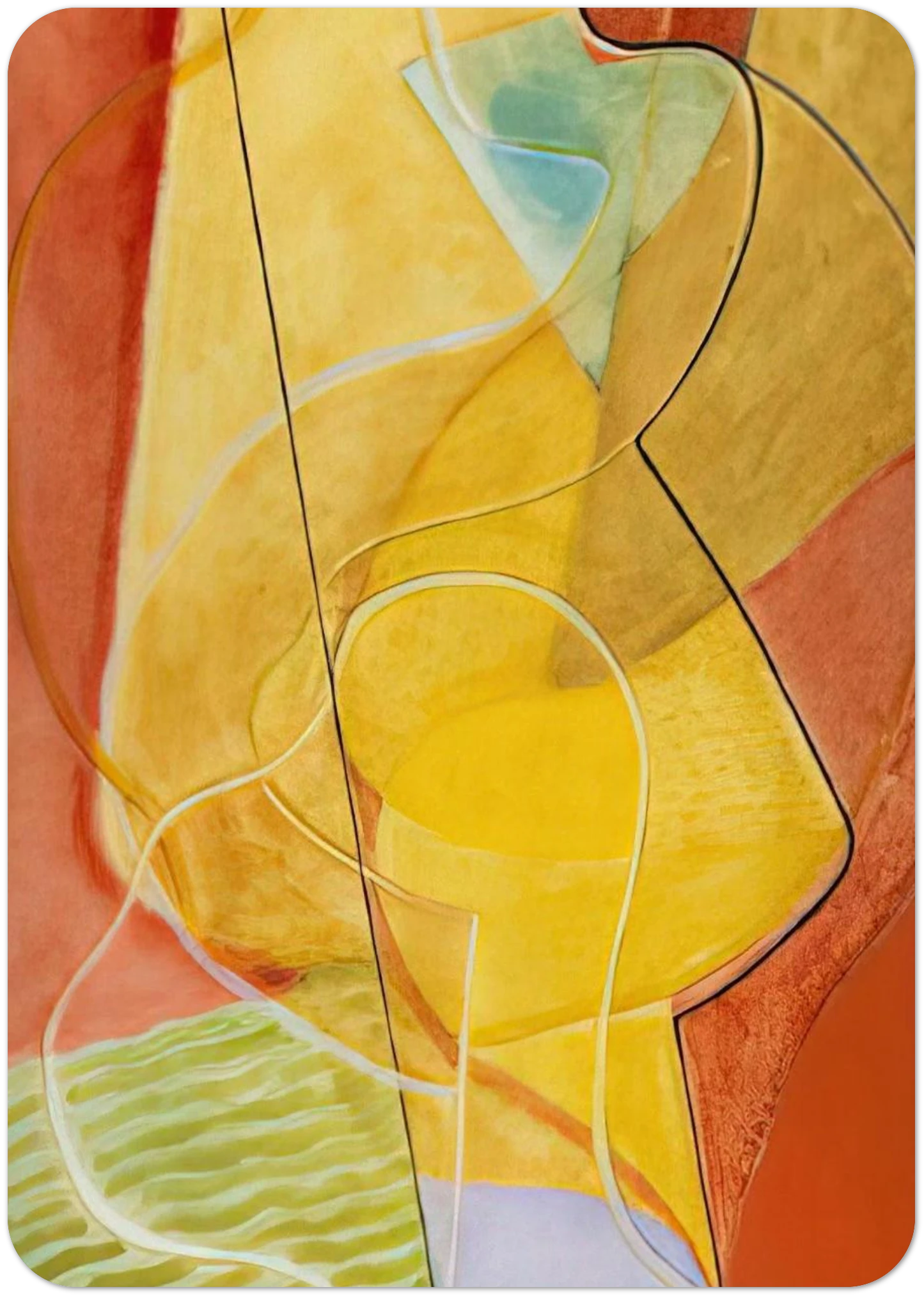 Composition aux Plais Jaunes - 1933 By John Ferren Pack of 10 Post Cards | John Ferren Post Cards | A6 (10.5 x 14.8 cm) - 4.1 x 5.8 inches