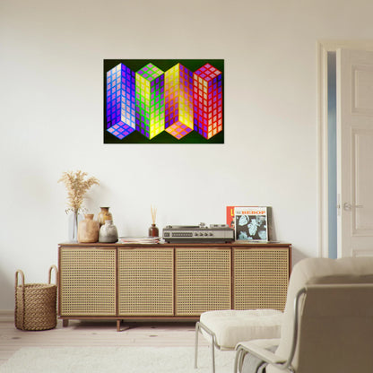 Torony-Nagy - 1969 - Victor Vasarely Brushed Aluminum Print - 70x100 cm / 28x40 inches | Victor Vasarely Aluminum Print | Victor Vasarely Prints