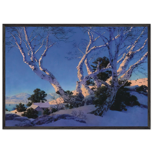 Birches in Winter - Maxfield Parrish 70x100 cm / 28x40 inches Framed Art Print – Black Wooden Frame