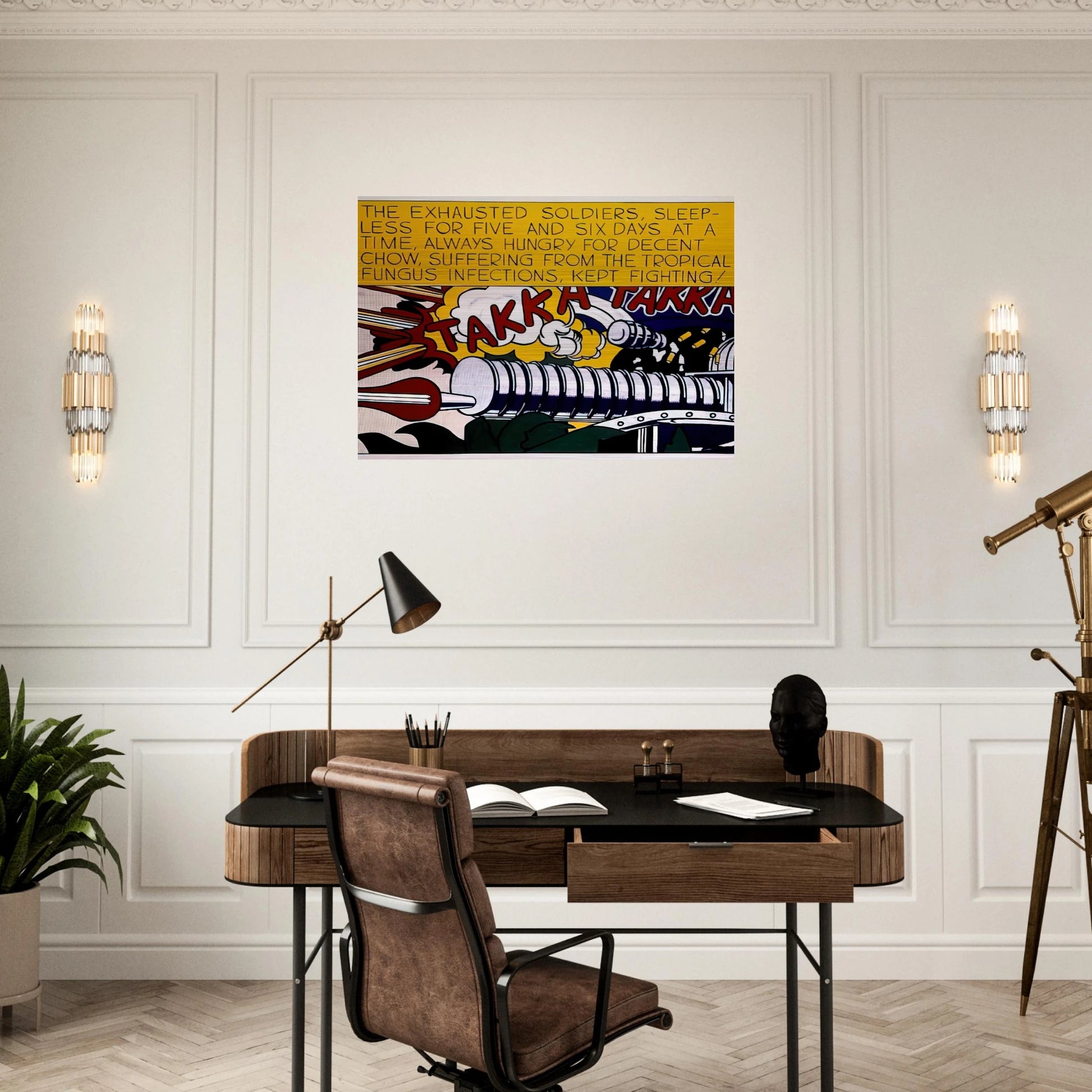 TAKKA TAKKA 1962 - Roy Lichtenstein Brushed Aluminum Print - 70x100 cm / 28x40 inches | Roy Lichtenstein Aluminum Print | Roy Lichtenstein Prints
