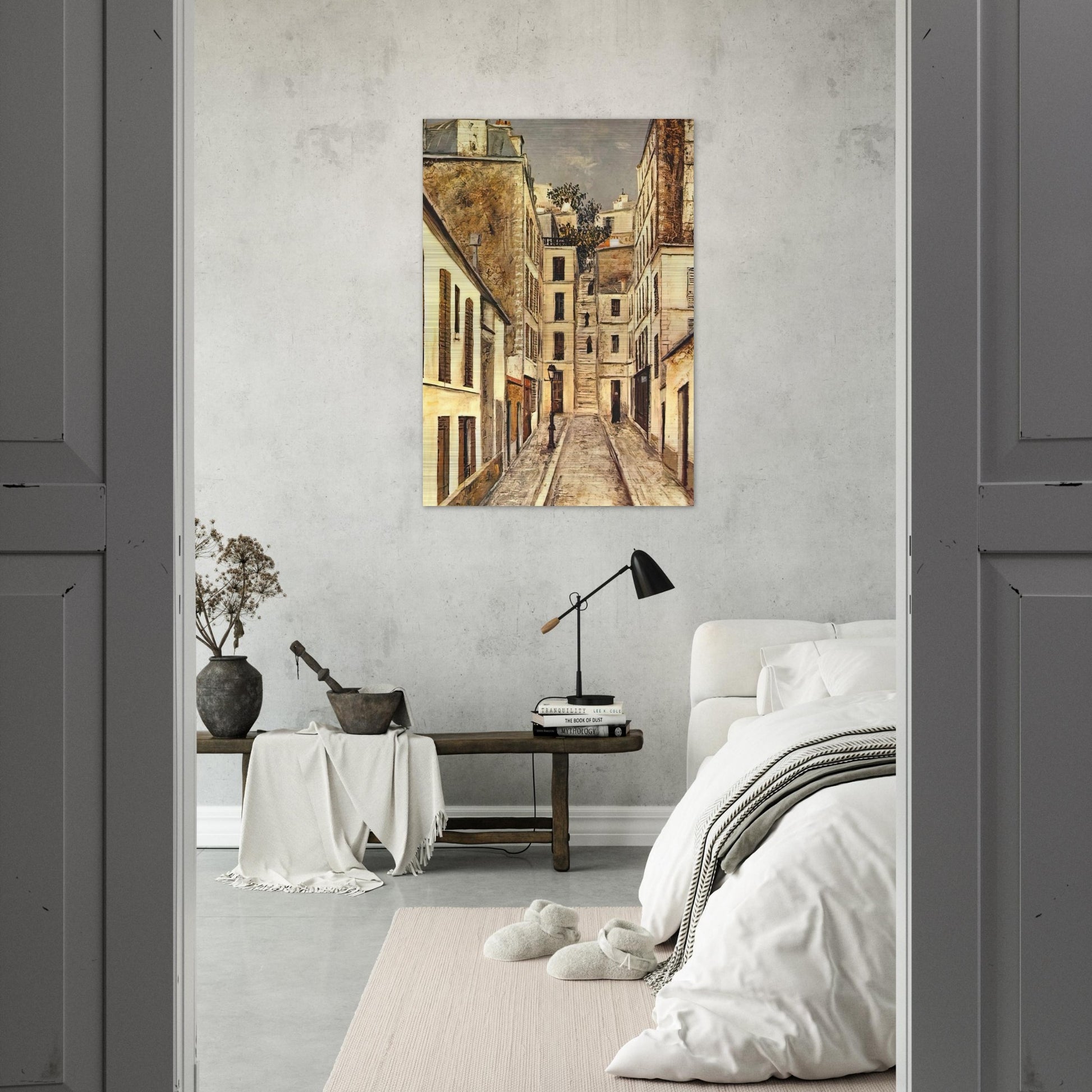 THE PASSAGE THE DEAD END - Maurice Utrillo Brushed Aluminum Print - 70x100 cm / 28x40 inches | Maurice Utrillo Aluminum Print | Maurice Utrillo Prints
