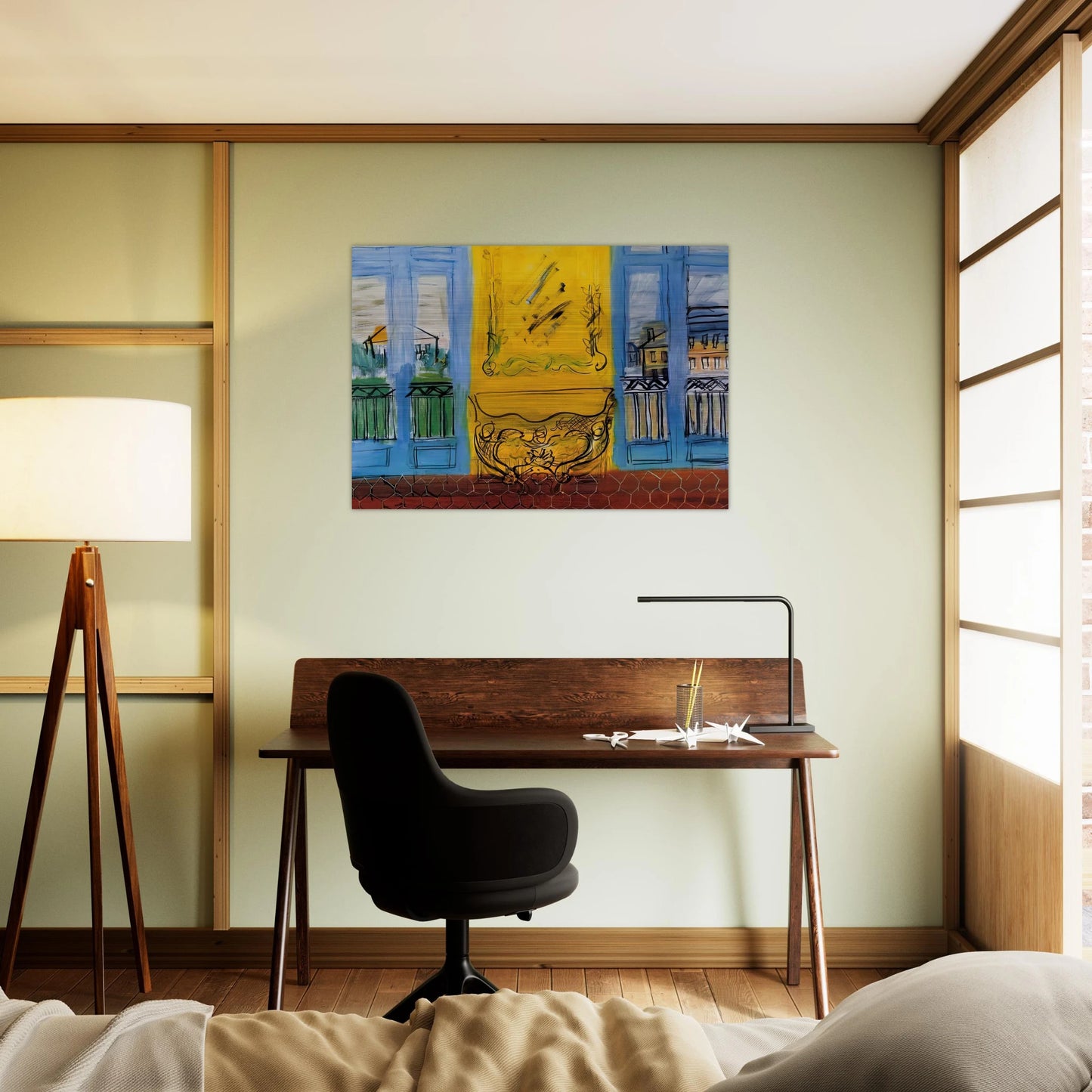 CONSOLE WITH TWO WINDOWS 1948 - Raoul Dufy Brushed Aluminum Print - 70x100 cm / 28x40 inches | Raoul Dufy Aluminum Print | Raoul Dufy Prints