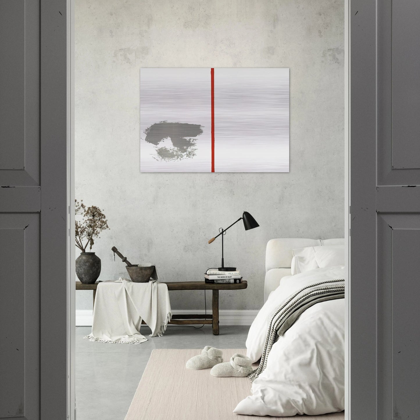 OHNE TITEL MIT ROTEM STRICH 1970 - BLINKY PALERMO Brushed Aluminum Print - 70x100 cm / 28x40 inches | BLINKY PALERMO Aluminum Print | BLINKY PALERMO Prints
