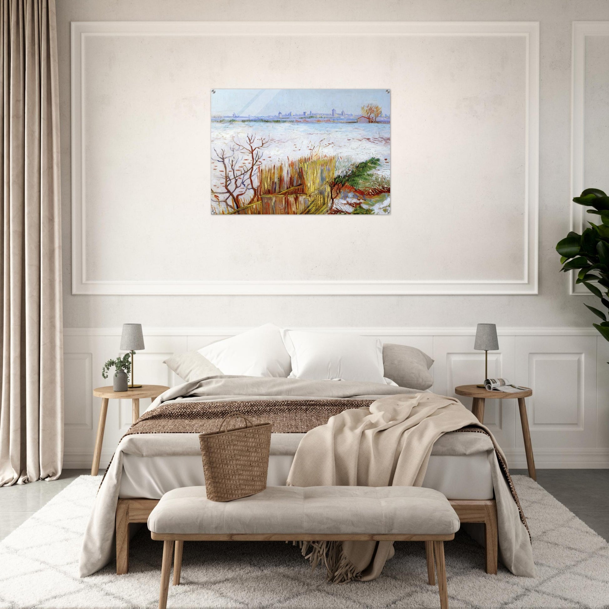 Snowy Landscape with Arles in the Background - Vincent van Gogh Acrylic Print - 70x100 cm / 28x40″ inches